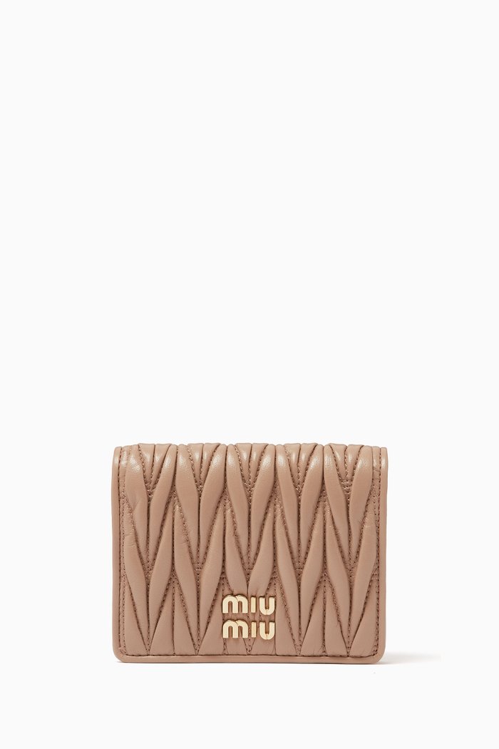 

Small Matelassé Flap Wallet in Nappa Leather, Neutral