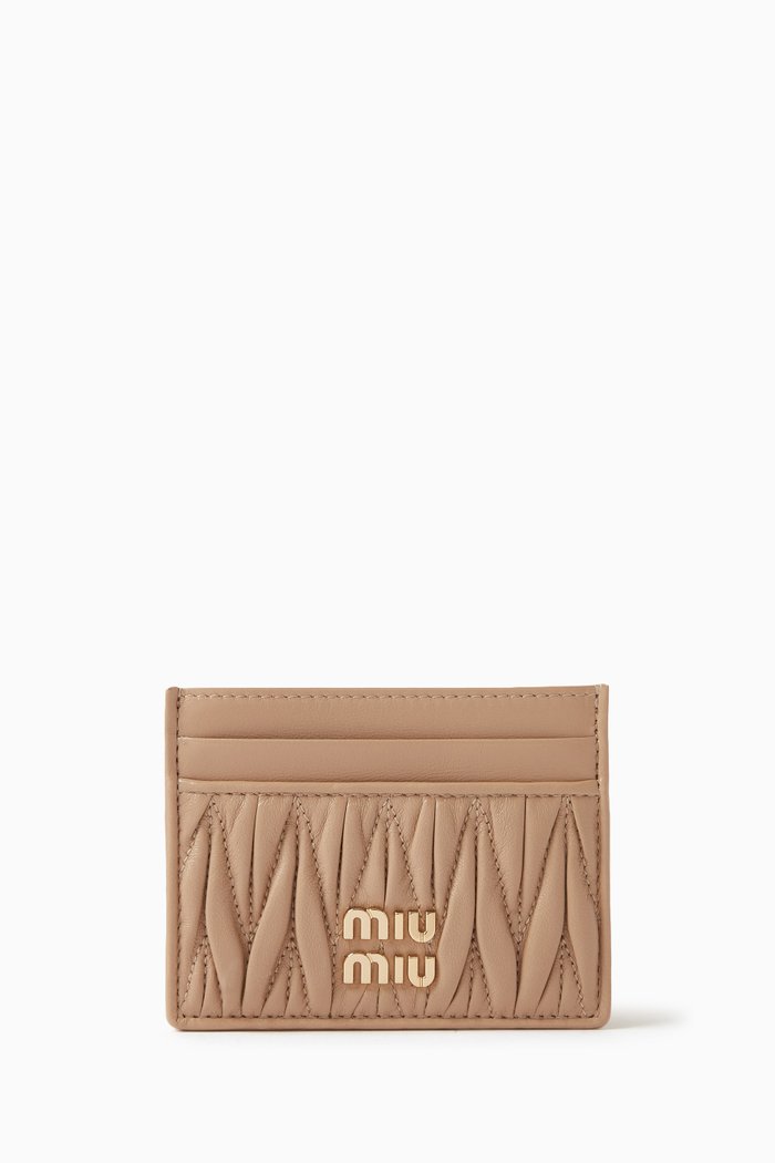 

Matelasse Card Holder in Nappa Leather, Neutral