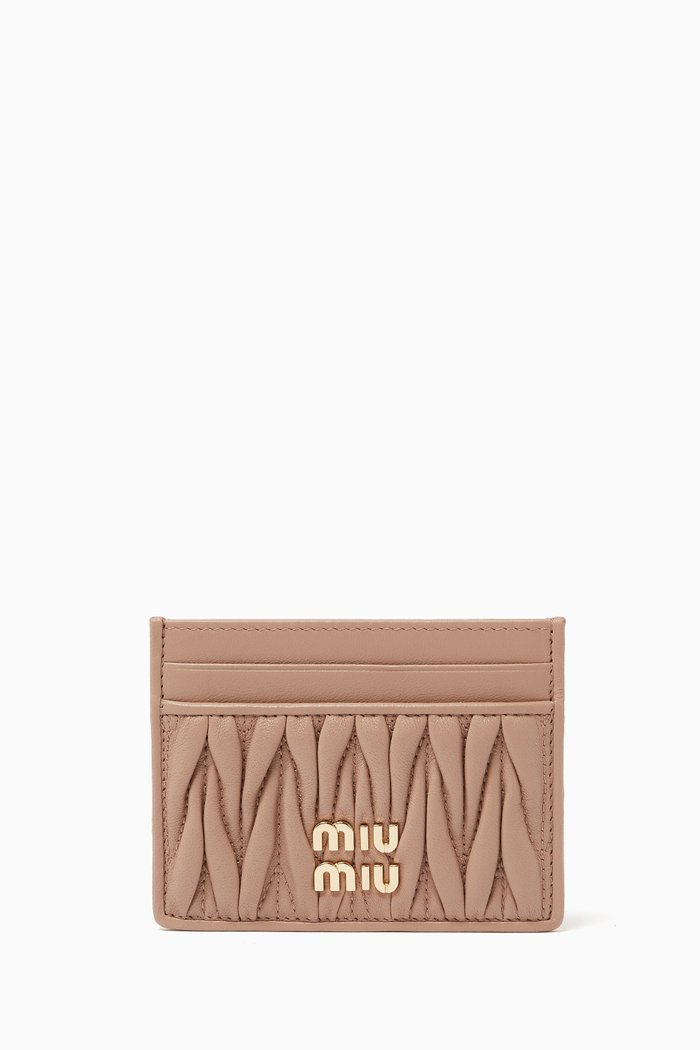 

Matelasse Card Holder in Nappa Leather, Neutral