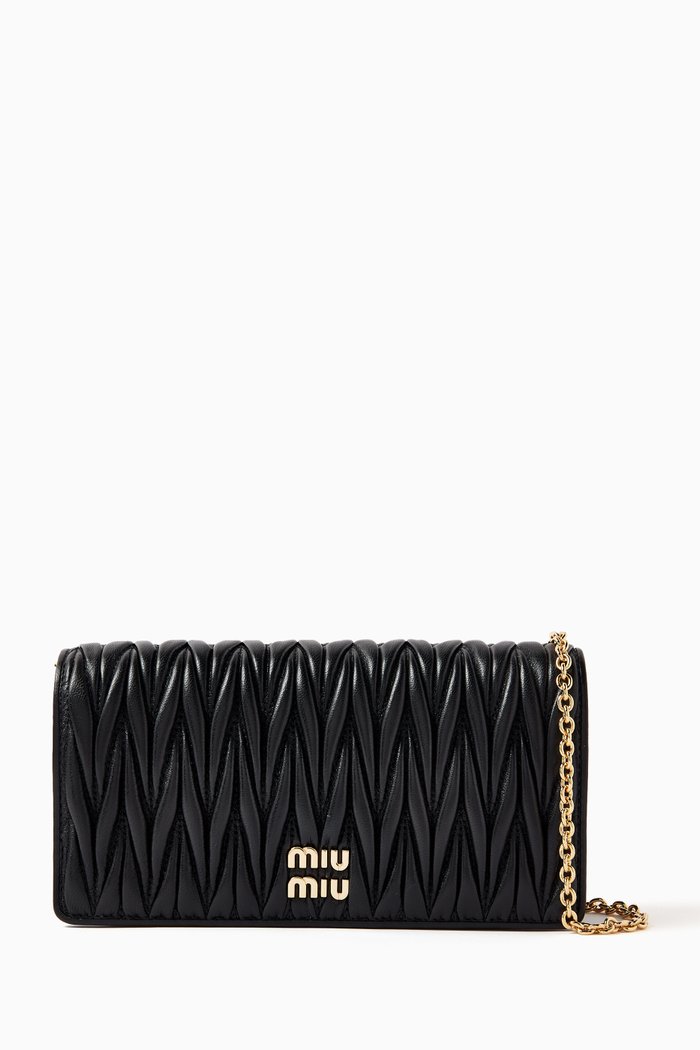 

Matelasser Flap-over Wallet in Leather, Black