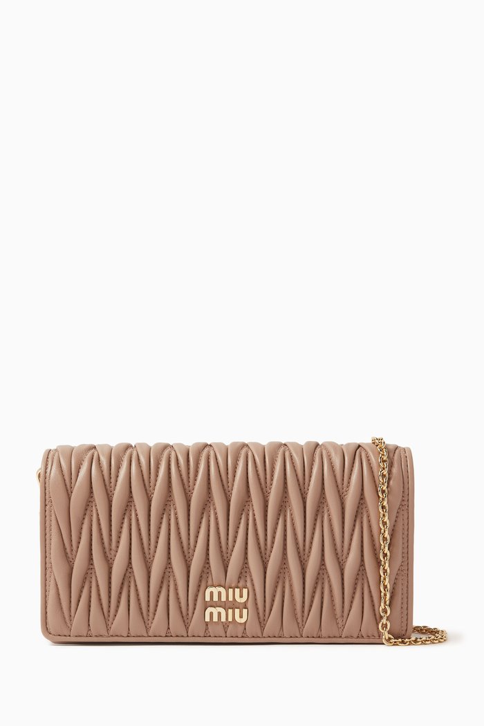 

Matelasser Flap-over Wallet in Leather, Neutral