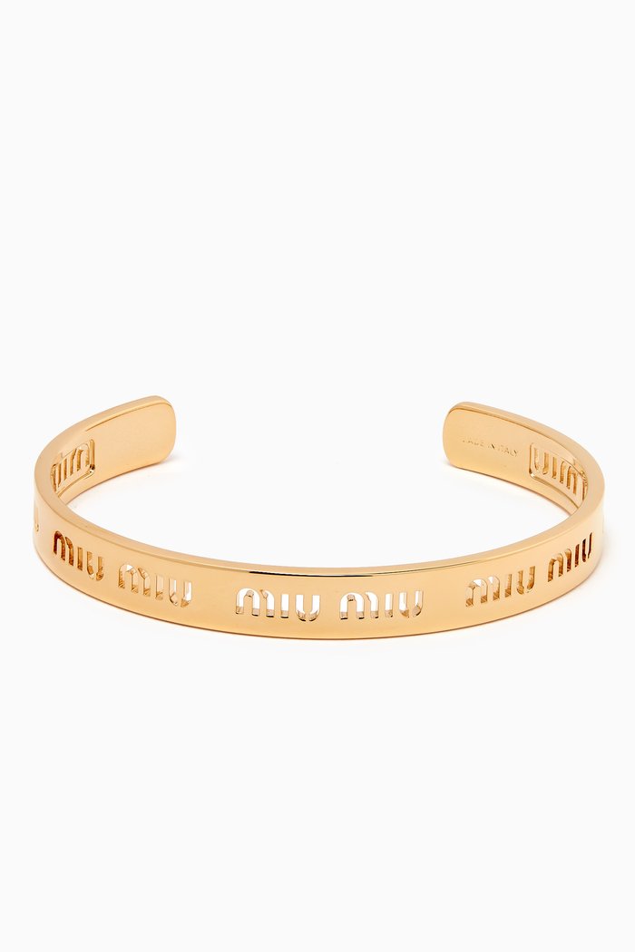 

Logo Cut-out Cuff Bracelet, Gold