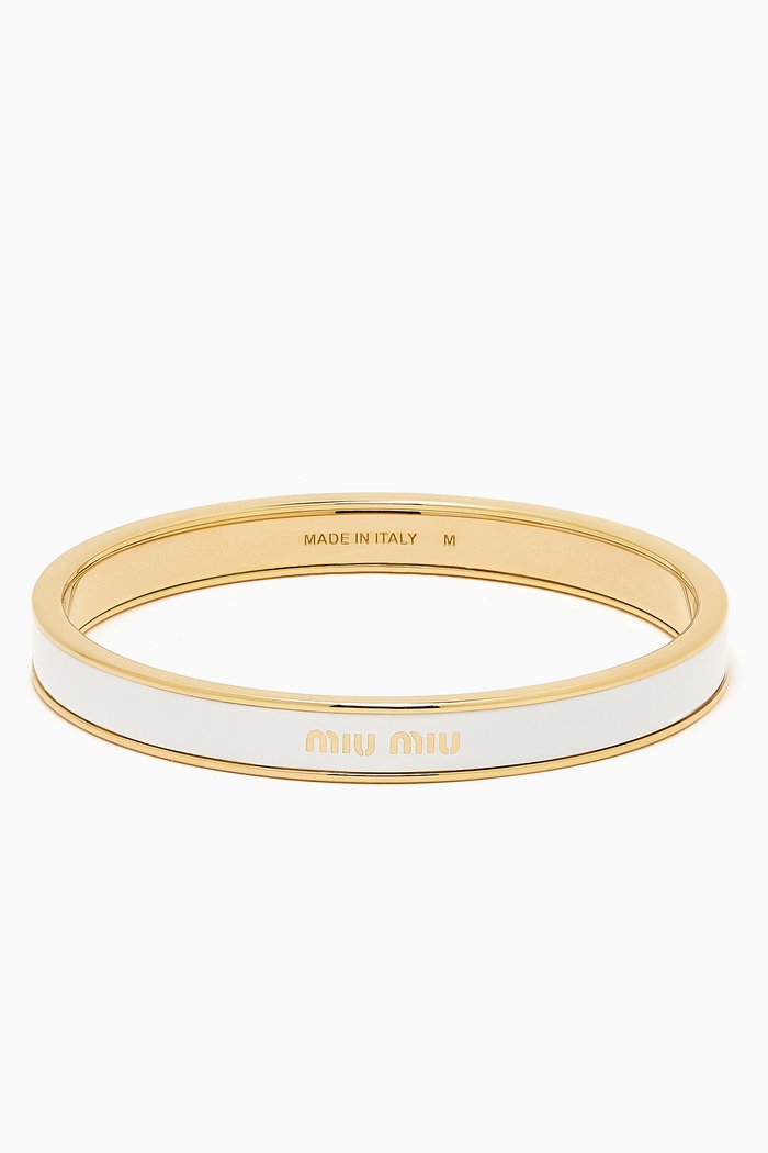

Enameled Logo Bracelet in Metal, White