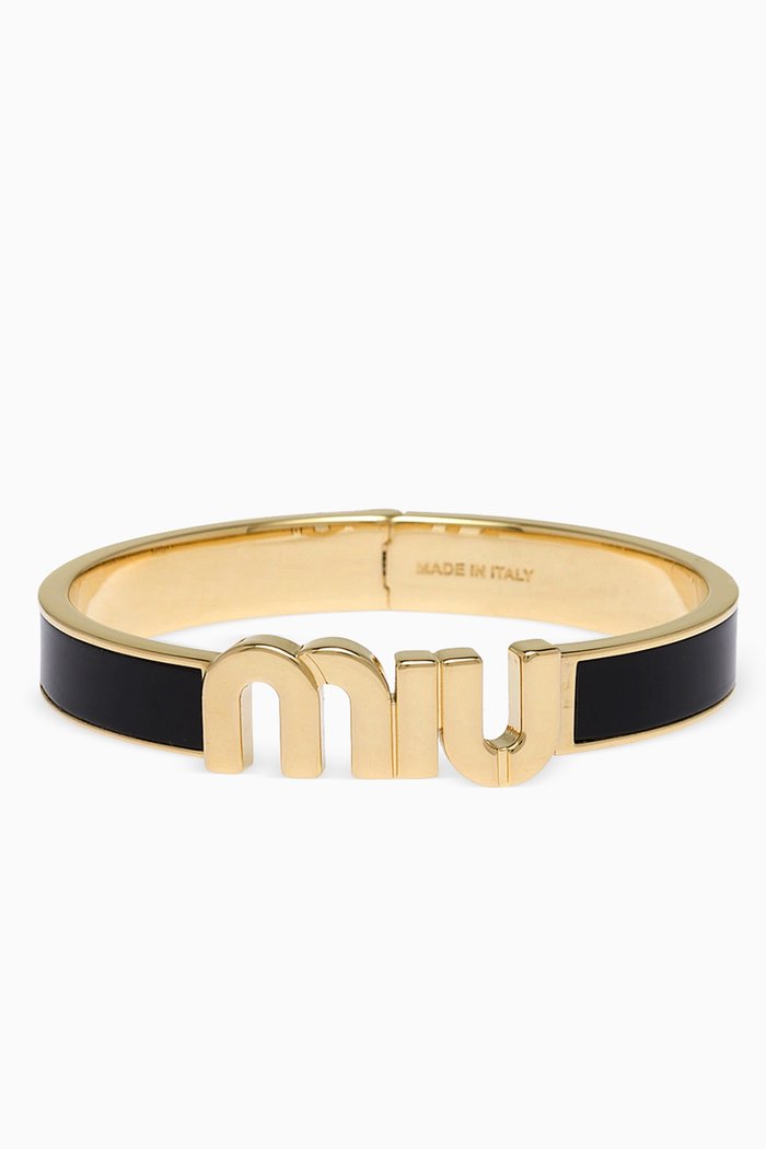 

Enameled Logo Bracelet in Metal, Black
