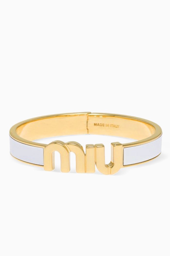 

Enameled Logo Bracelet in Metal, White