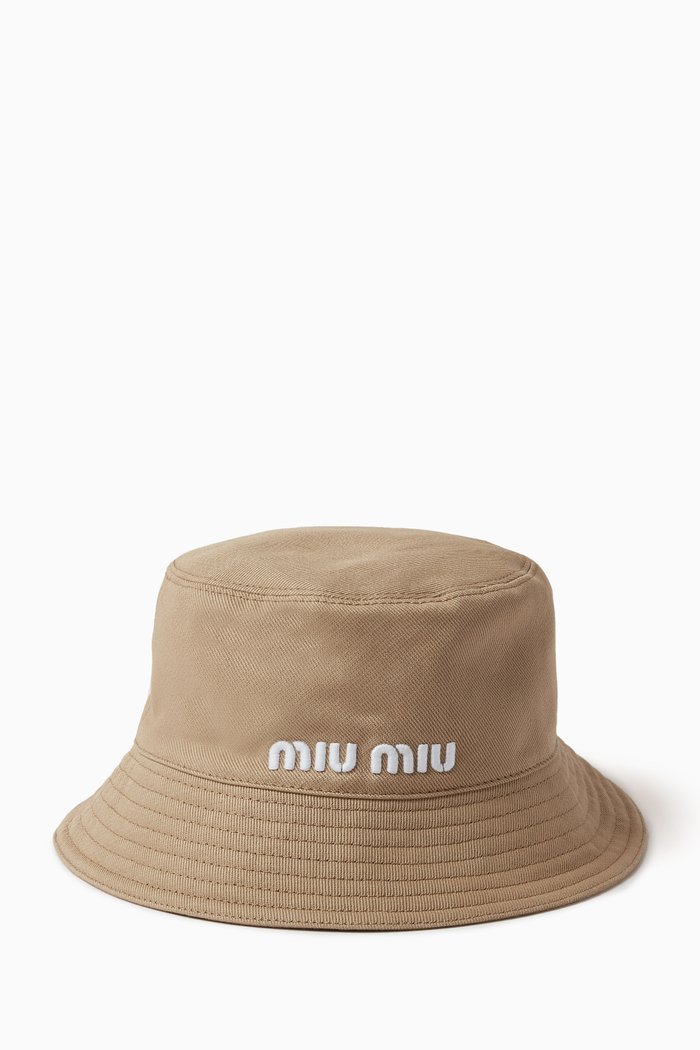 

Logo Embroidered Bucket Hat in Cotton, Green
