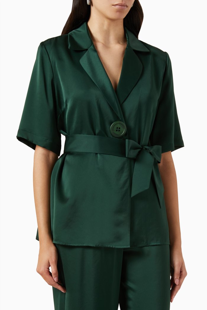 

Chorus Belted Shirt in Triacetate, Green