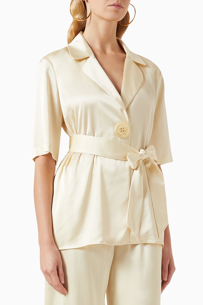 

Chorus Belted Shirt in Japanese Cupro, Yellow