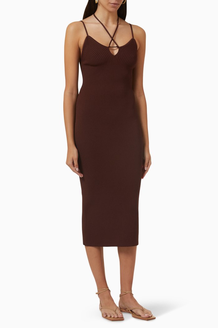 

Reynolds Midi Dress in Viscose Blend, Brown