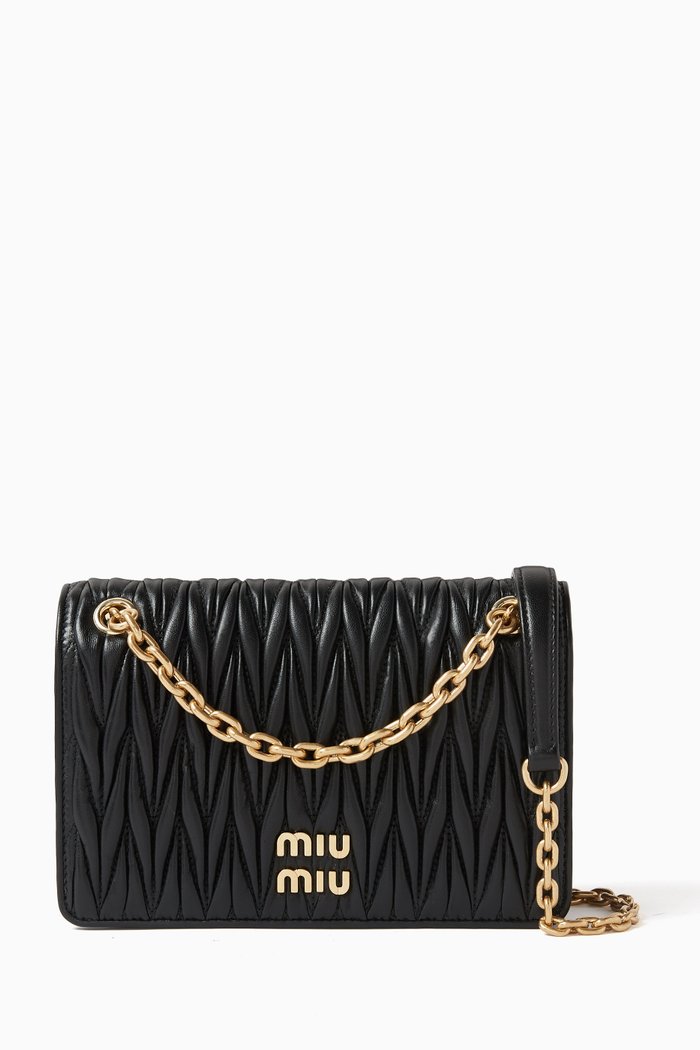 

Small Crossbody Bag in Matelassé Leather, Black