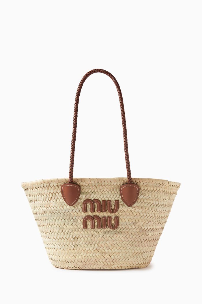 

Palmetto Tote Bag in Raffia, Brown