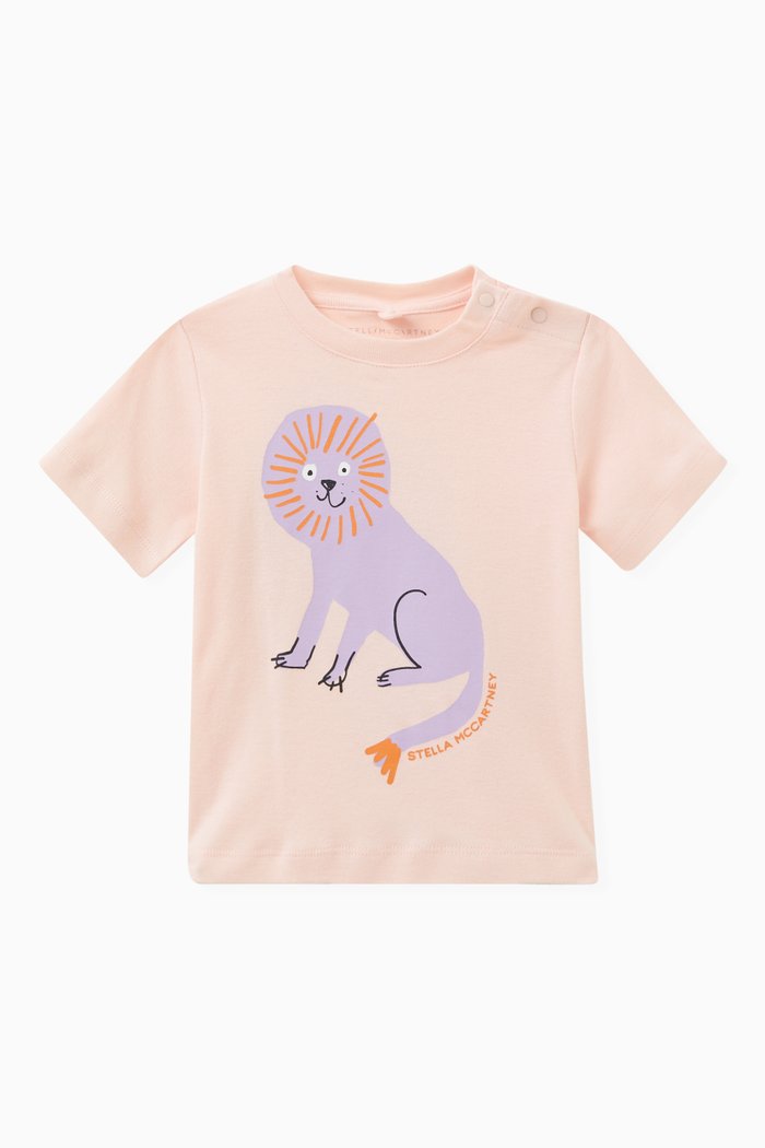 

Lion Logo Print T-shirt in Cotton, Pink