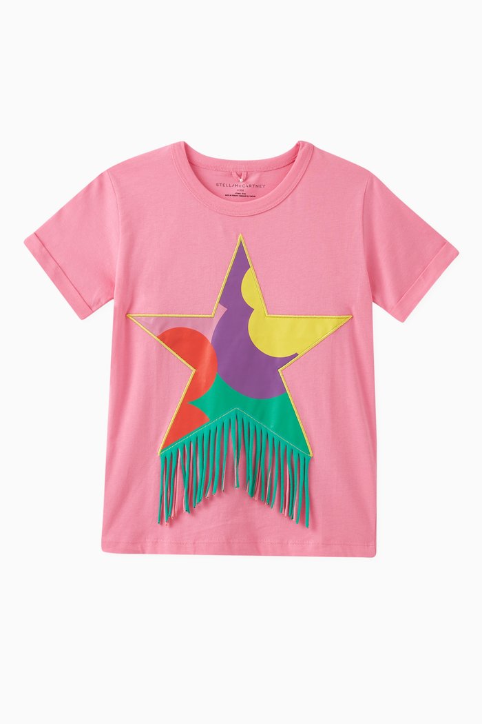 

Star Fringes T-shirt in Cotton, Pink