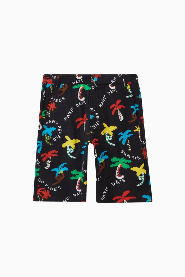 

Palm Tree Bermuda Shorts in Cotton, Black