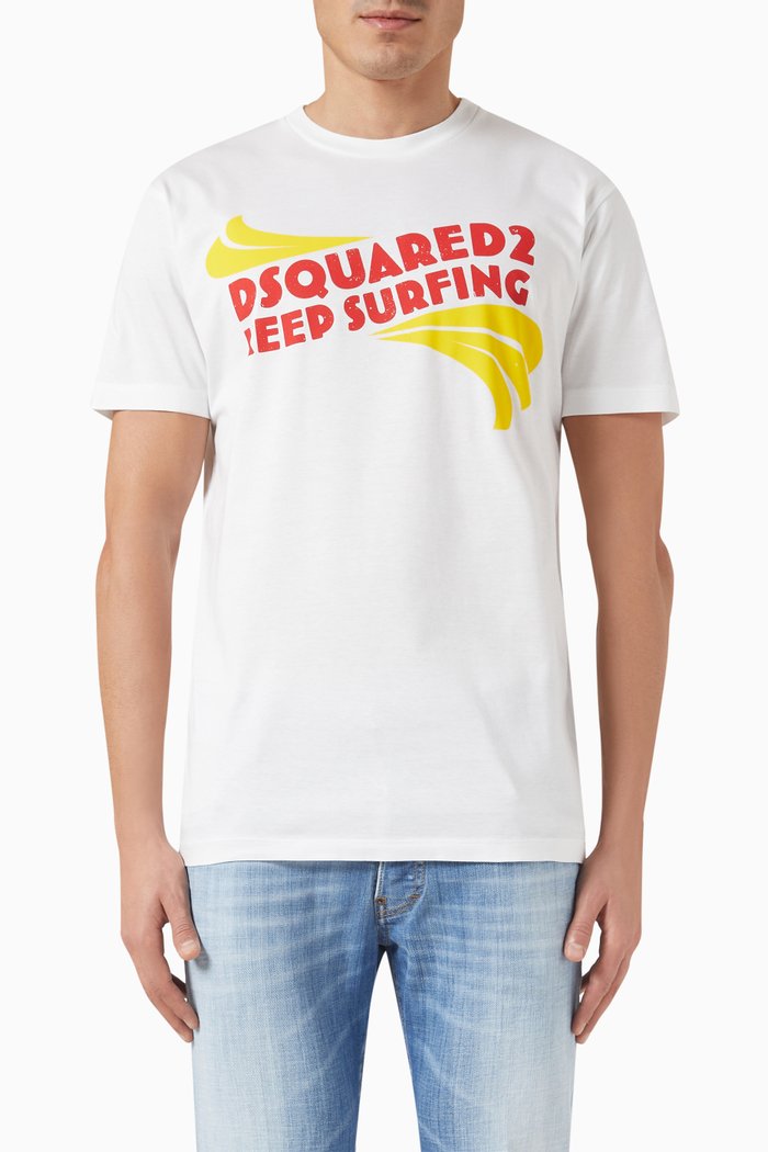 

Graphic Logo Print T-Shirt in Cotton, White