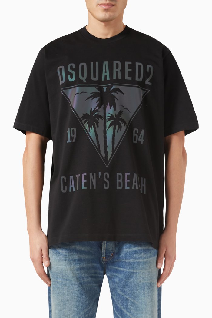 

Graphic Logo Print T-Shirt in Cotton, Black