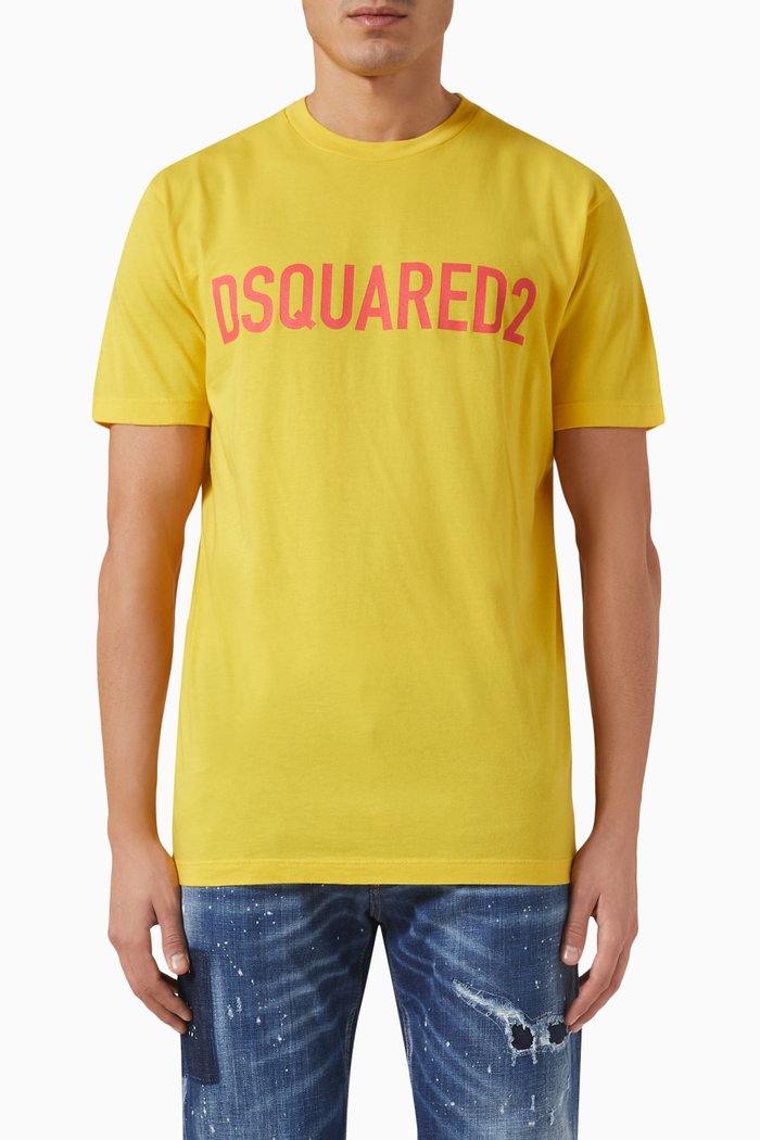 

Logo Print T-Shirt in Cotton, Yellow