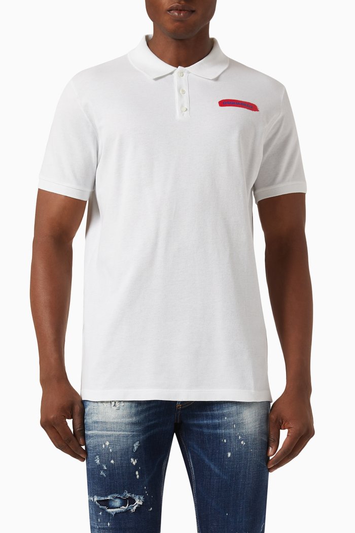 

D2 Tennis Polo Shirt in Cotton-piqué, White