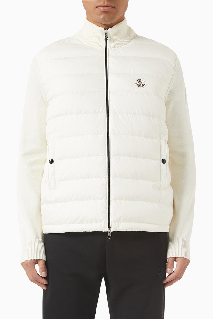 

Zipped Cardigan in Cotton and Nylon, Neutral