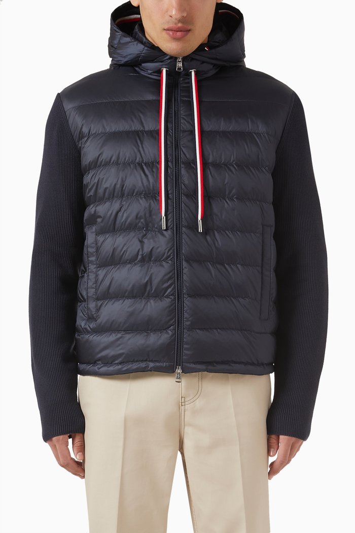 

Hoodie in Padded Nylon Léger & Cotton, Blue