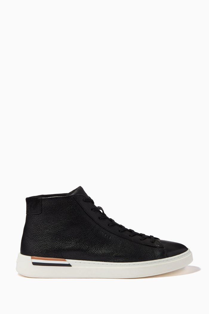 

Clint High-top Sneakers in Faux-leather, Black