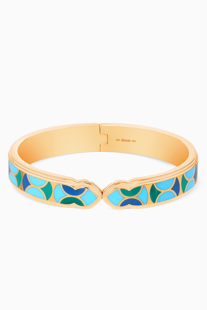 

Casablanca Patterned Ceramic Bangle in Brass, 11mm, Yellow