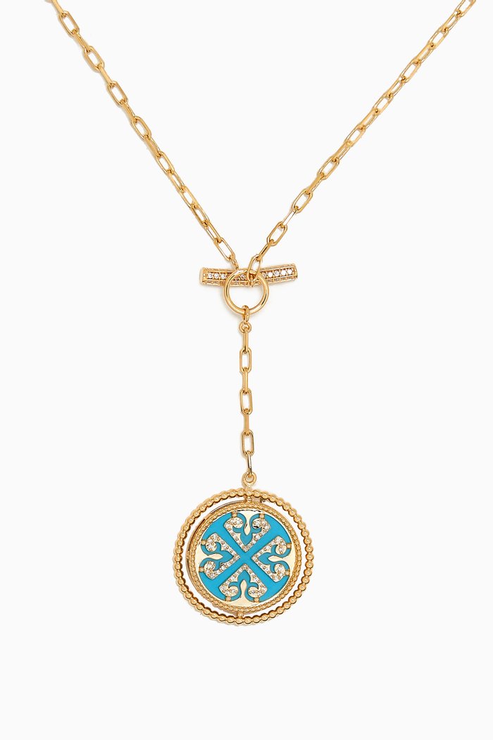

Lace Link Turquoise Necklace in 18kt Gold, Yellow