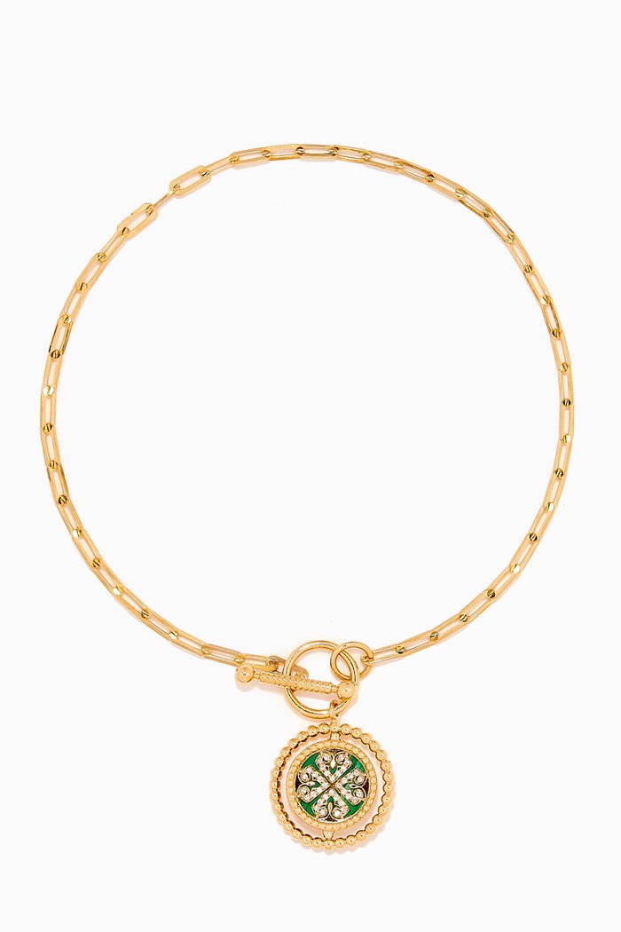 

Lace Link Malachite Bracelet in 18kt Gold, Yellow
