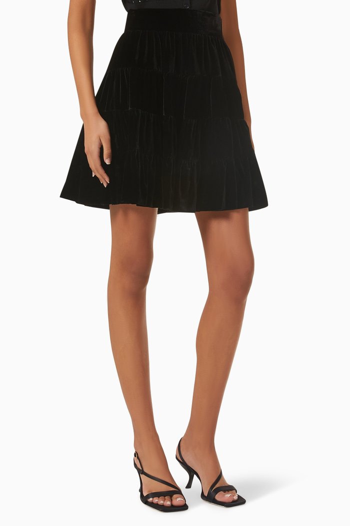 

Mini Skater Skirt in Velvet, Black