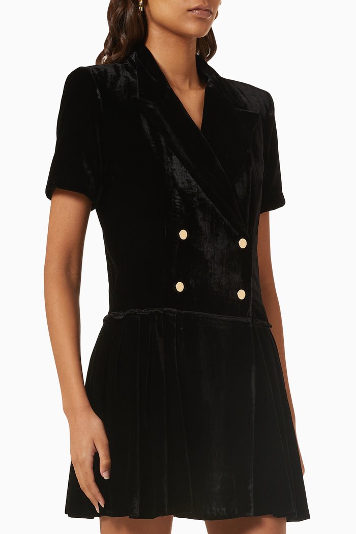 

Button Mini Dress in Velvet, Black