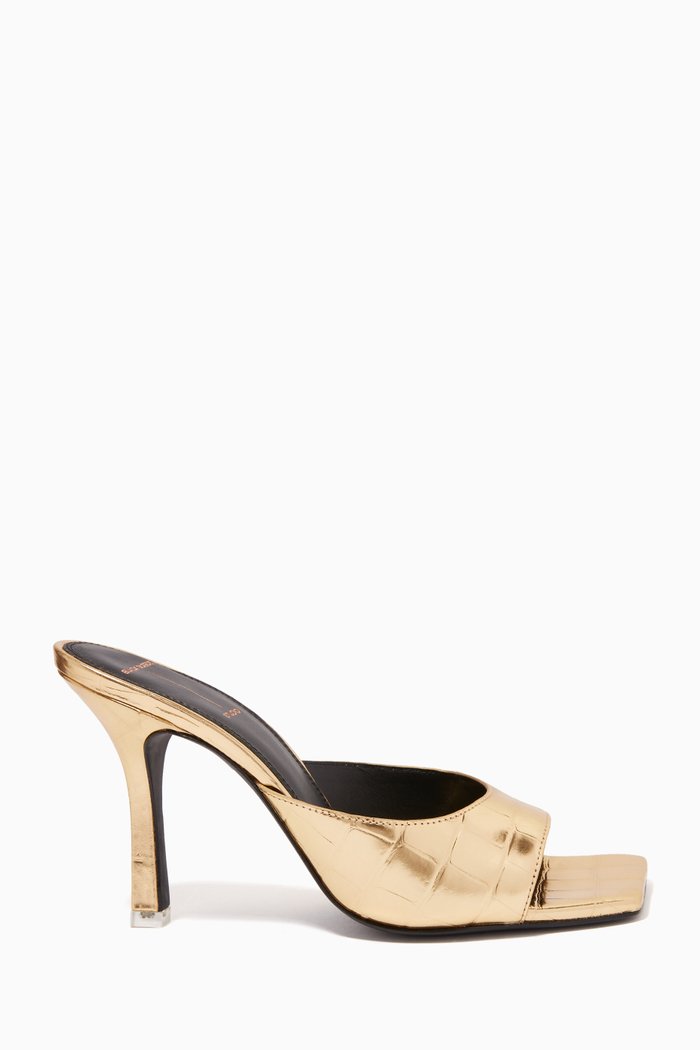 

Celine Mules in Croc-embossed Metallic Leather, Gold