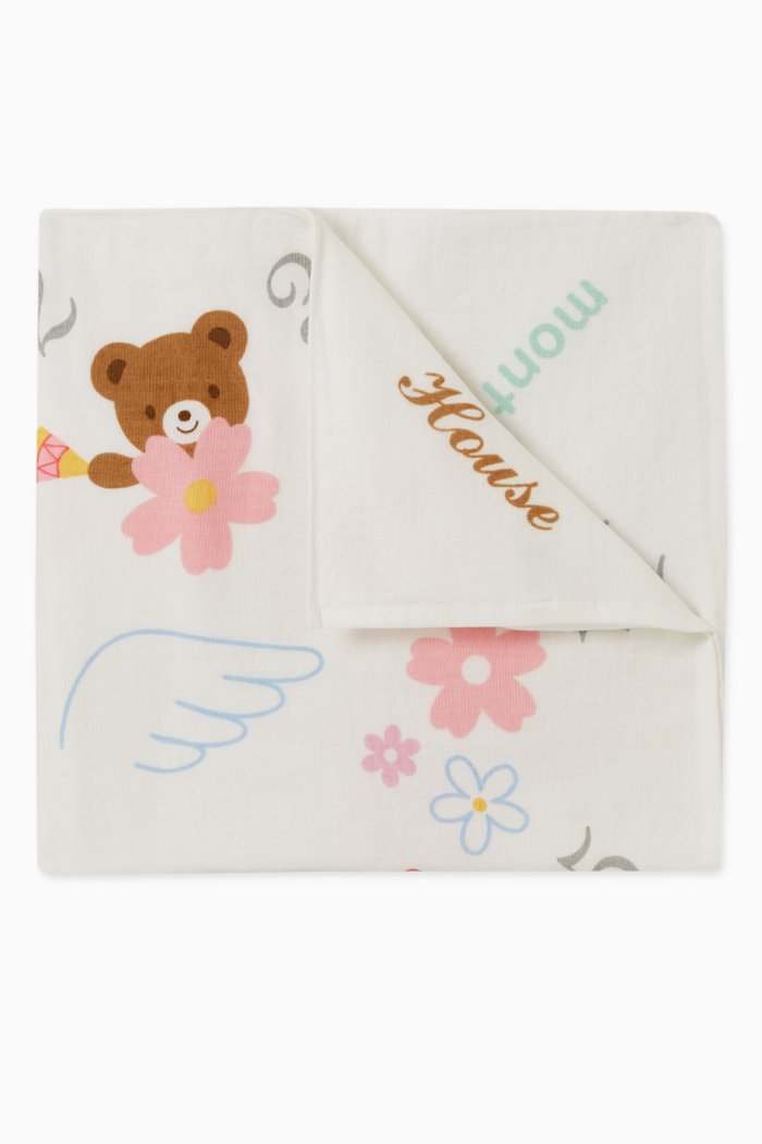

Monthly Countdown-print Bath Towel in Gauze, Pink
