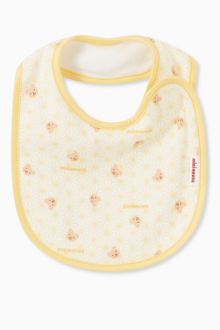 

Teddy Print Bib in Cotton, Yellow
