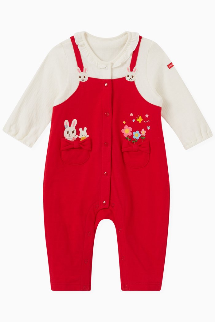 

Bunny Logo Romper in Cotton, Red