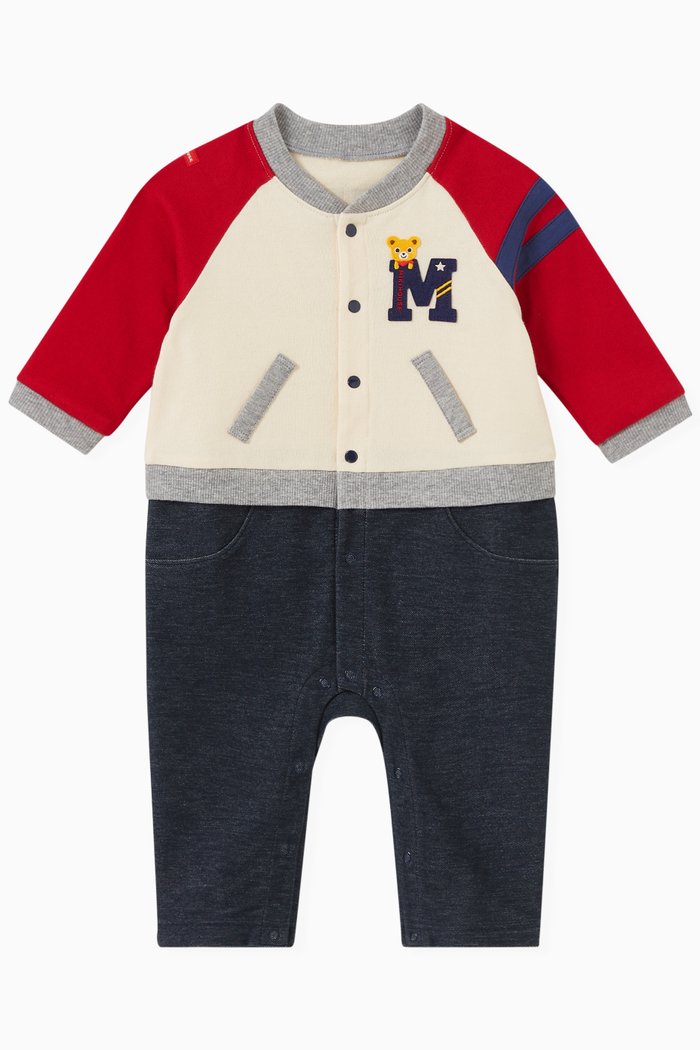 

Baseball M Logo Romper in Cotton-blend Knit, Red