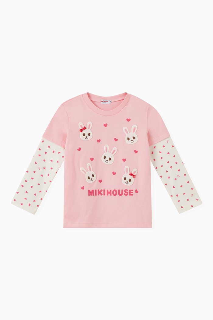 

Bunny Patched T-shirt in Cotton-blend, Pink