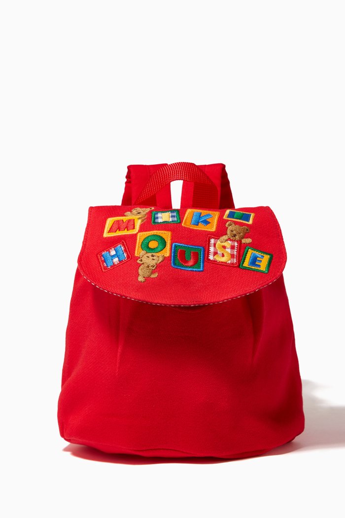 

Logo-embroidered Backpack in Fleece, Red
