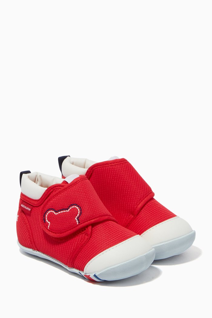 

Bear Velcro Sneakers in Mesh, Red