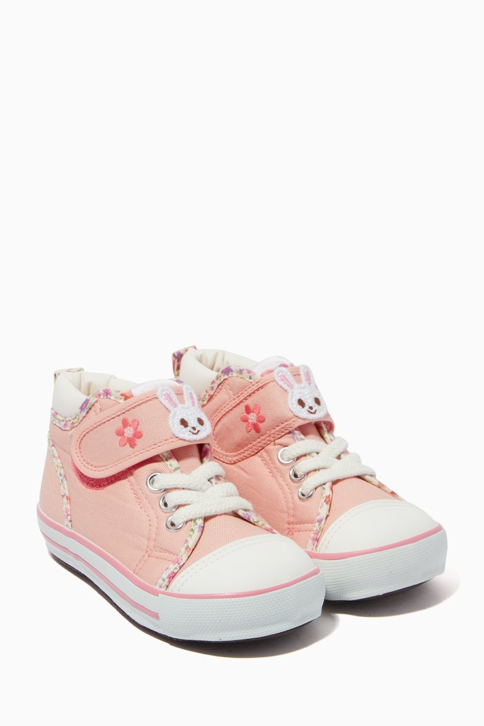 

Colour-block Velcro Sneakers in Canvas, Pink
