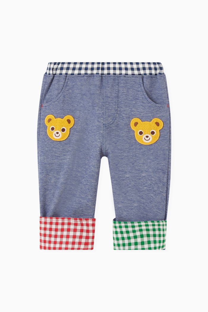 

Bear Patch Pants in Cotton, Blue