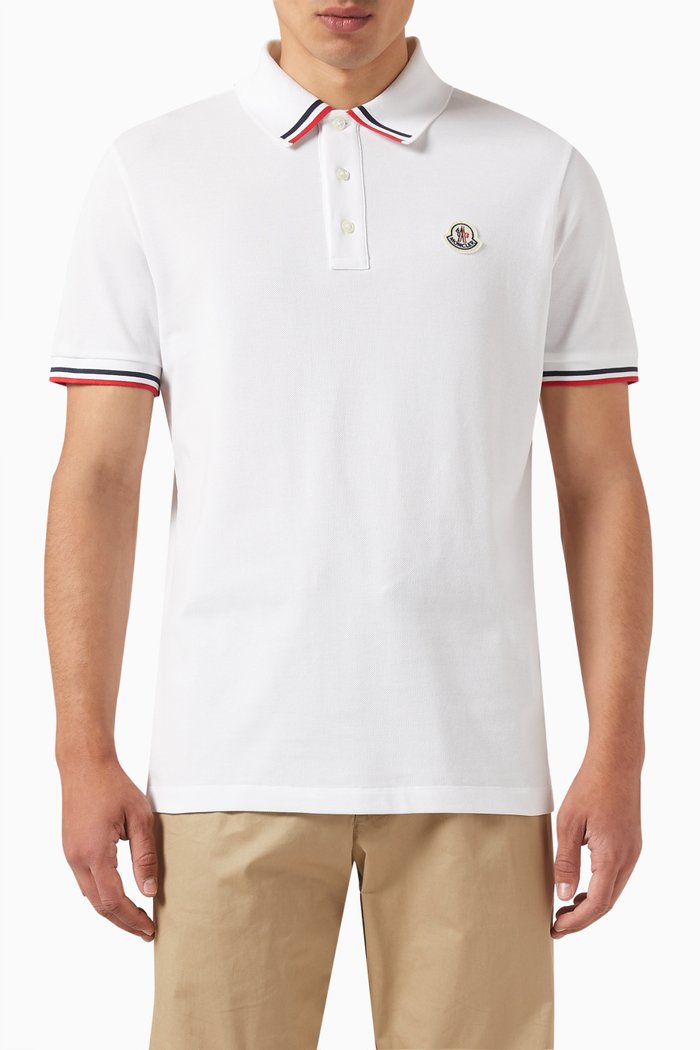 

Logo Patch Polo Shirt in Cotton Jersey, White
