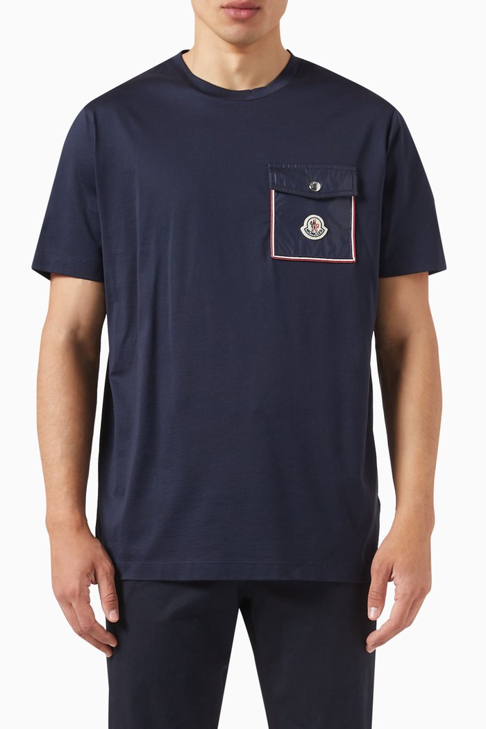 

Logo Pocket T-shirt in Nylon Jersey, Blue