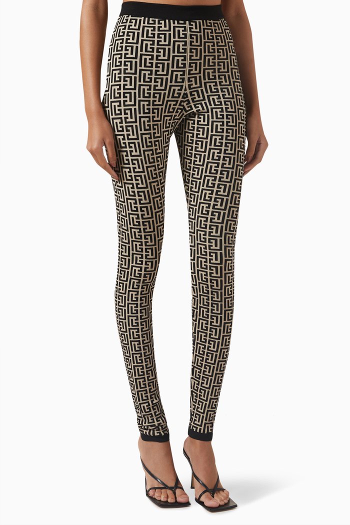 

Monogram Leggings in Viscose Knit, Black