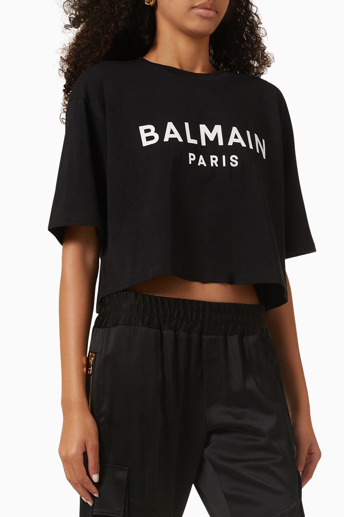 

Logo Crop T-shirt in Jersey, Black