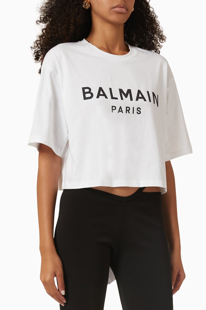 

Logo Crop T-shirt in Jersey, White