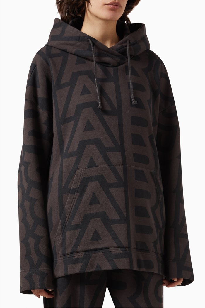 

Monogram Oversized Hoodie in Cotton, Black