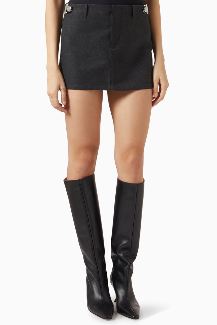 

Push-lock Mini Skirt in Viscose-blend, Grey