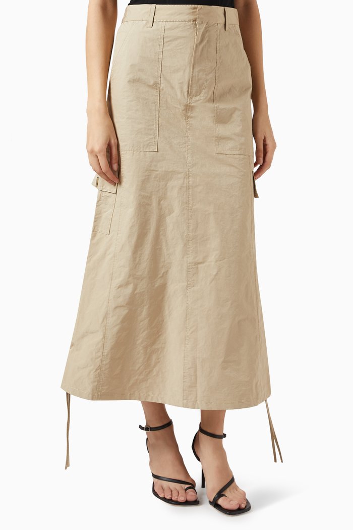 The Cargo Midi Skirt in Nylon-blend, Neutral