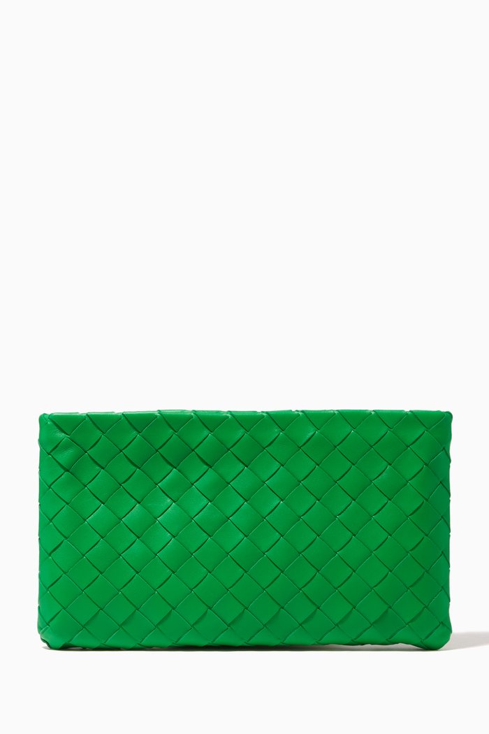 

Small Pouch in Intrecciato leather, Green