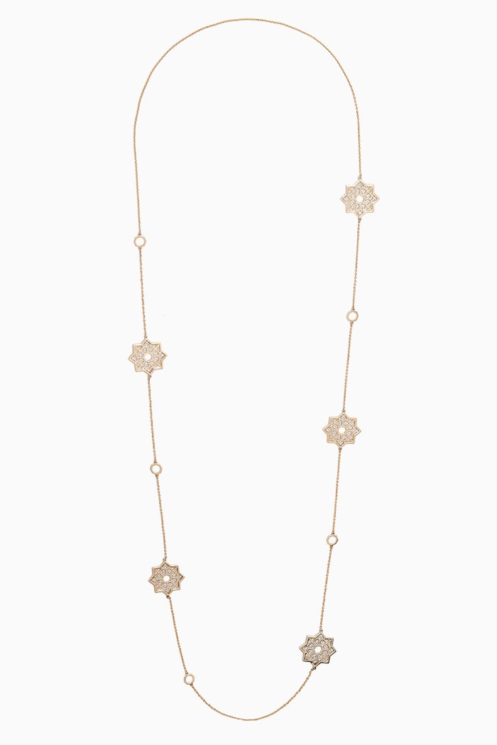 

Al Qasr Star Tin Cup Long Necklace in 18kt White & Yellow Gold